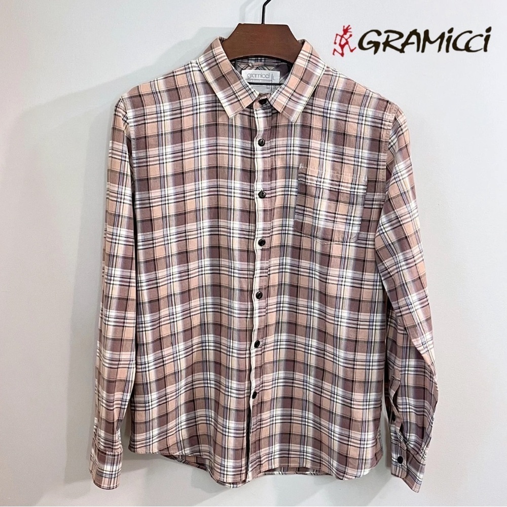 Gramicci Men’s Classic Fit Madras Plaid Shirt